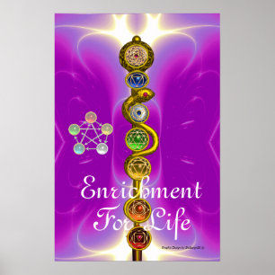 STAF VAN ASCLEPIUS 7 CHAKRA'S, YOGA, SPIRITUELE EN POSTER