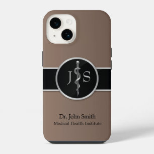Staf van Asclepius Medische Klasse Edel Zilver iPhone 14 Hoesje