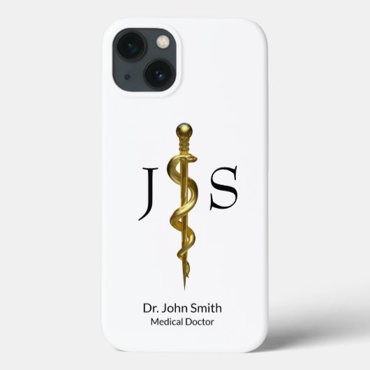 Staf van Asclepius Medische Klasse Goud op Wit Case-Mate iPhone Case (Achterkant)