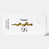 Staf van Asclepius Medische Klasse Goud op Wit Case-Mate iPhone Case (Achterkant (horizontaal))