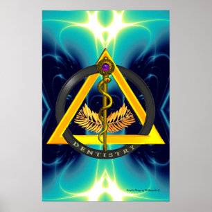 STAF VAN ASCLEPIUS TANDARTS TANDHEELKUNDE SYMBOOL POSTER