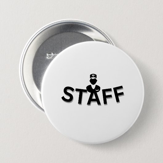 STAFF Badge Knop Ronde Button 7,6 Cm (Voorkant /achterkant)