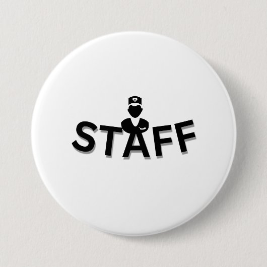 STAFF Badge Knop Ronde Button 7,6 Cm (Voorkant)