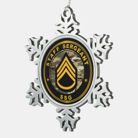 Staff Sergeant SSG Tin Sneeuwvlok Ornament (Rechts)