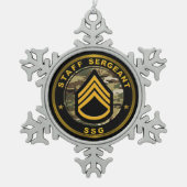 Staff Sergeant SSG Tin Sneeuwvlok Ornament (Voorkant)