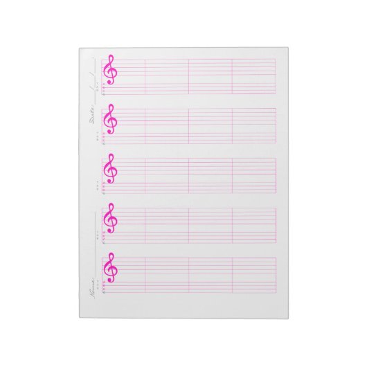 Staff & Ukulele Tab Paper – Printable Template Notitieblok (Linkerzijde)