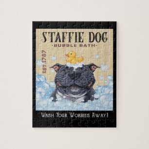 Staffi Staffordshire Bull Terrier Dog Bubble Bath Legpuzzel