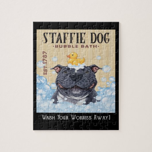 Staffi Staffordshire Bull Terrier Dog Bubble Bath Legpuzzel (Verticaal)