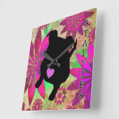 Staffie Clock Vierkante Klok (Hoek)