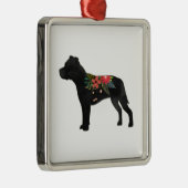 Staffie Hondenras Boho Floral Silhouette Metalen Ornament (Rechts)