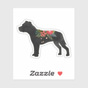 Staffie Hondenras Boho Floral Silhouette Sticker
