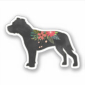 Staffie Hondenras Boho Floral Silhouette Sticker (Voorkant)