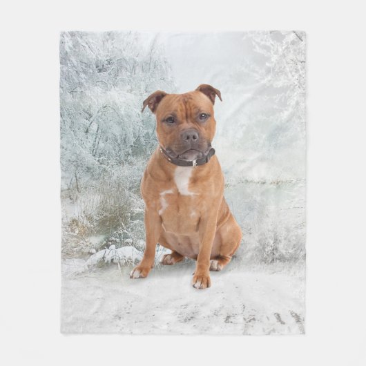 Staffie kerstfeest-fleece Blanket Fleece Deken (Voorkant)