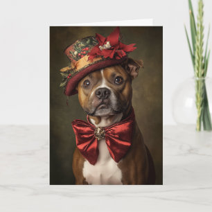 Staffie Kerstkaart Elegante Victoriaanse Hond Feestdagen Kaart