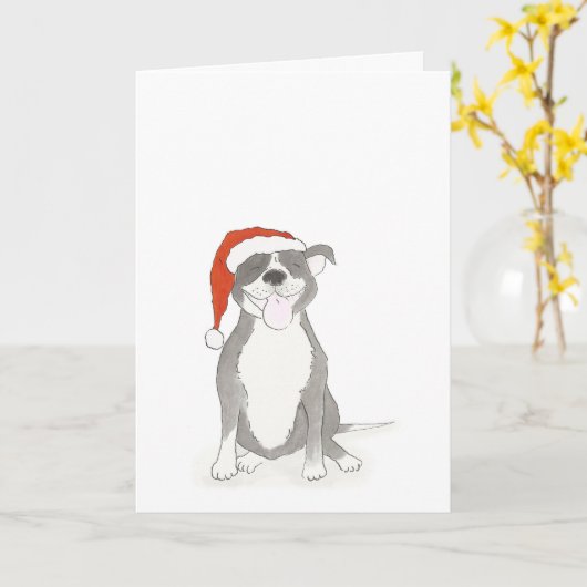 Staffie kerstkaart kaart (Gele Bloem)