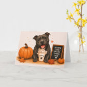Staffie Pumpkin Spice Kaart (Gele Bloem)