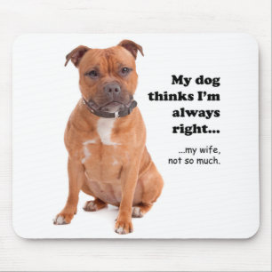 Staffie tegen Wife Mousepad Muismat
