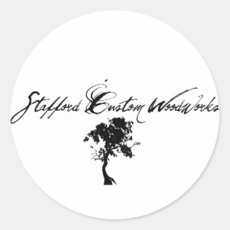 Stafford Custom Woodworks Logo Zwart & Wit Ronde Sticker