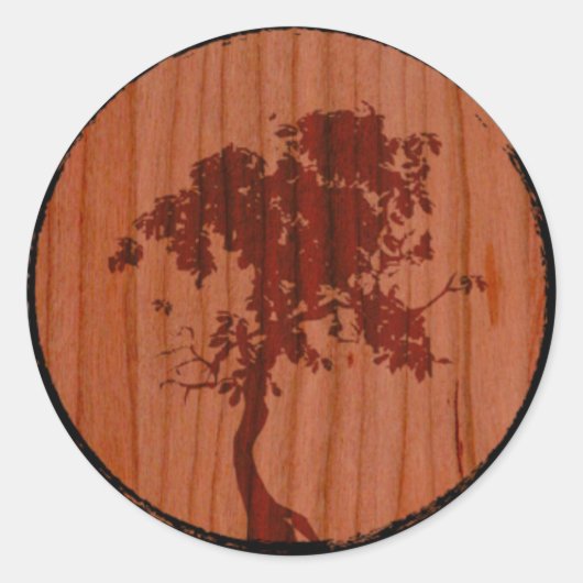Stafford Custom Woodworks Tree Logo Ronde Sticker (Voorkant)
