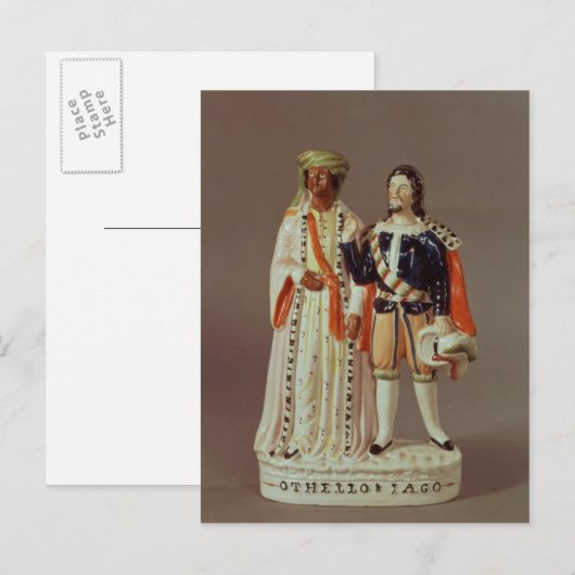 Staffordshire afbeelding van Othello en Iago, c.18 Briefkaart (Voorkant / Achterkant)