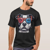 Staffordshire Bull Dog met bril Pop Art Style T-shirt (Voorkant)