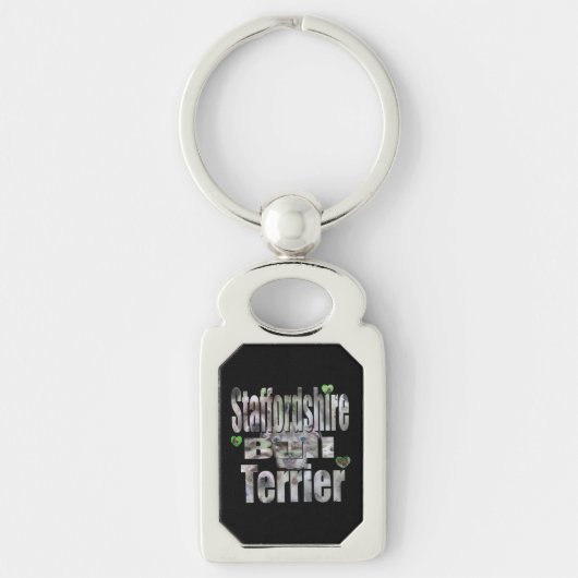 Staffordshire Bull Terrier Afbeelding Logo, Sleutelhanger (Voorkant)