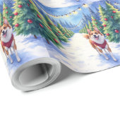 Staffordshire Bull Terrier at Christmas Tree Farm  Cadeaupapier (Rol Hoek)