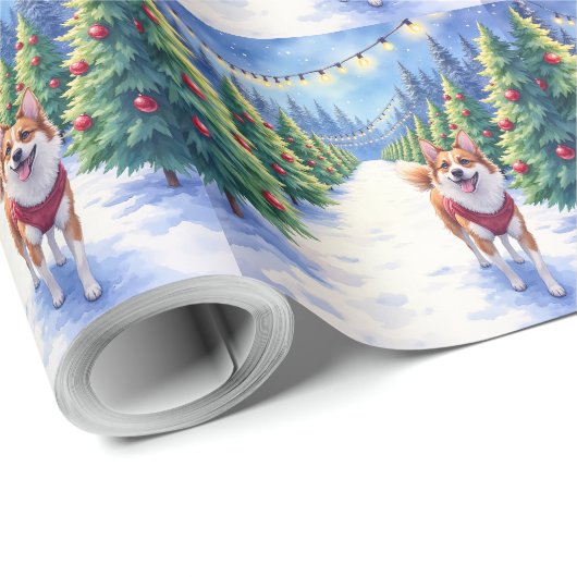 Staffordshire Bull Terrier at Christmas Tree Farm  Cadeaupapier (Rol Hoek)