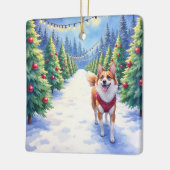 Staffordshire Bull Terrier at Christmas Tree Farm Keramisch Ornament (Links)