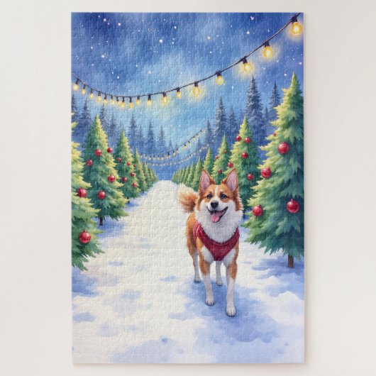 Staffordshire Bull Terrier at Christmas Tree Farm  Legpuzzel (Verticaal)