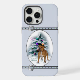 Staffordshire Bull Terrier Blauwe Kerst Feestdagen iPhone 15 Pro Max Case