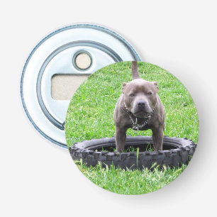 Staffordshire Bull Terrier Bottle Opener. Button Flesopener
