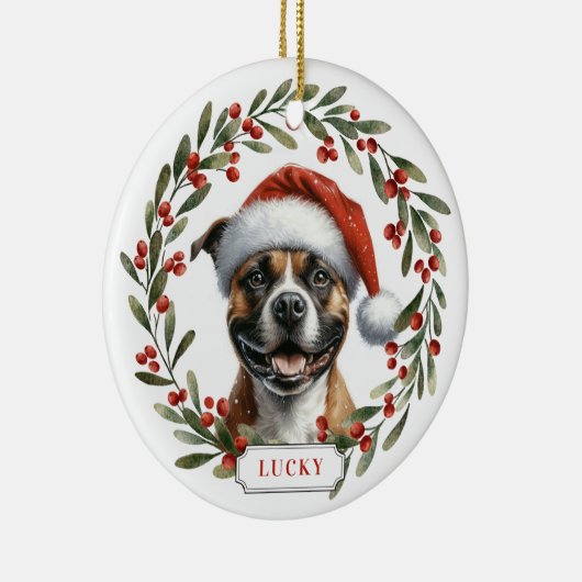 Staffordshire Bull Terrier Ceramic Circle Ornament (Rechts)