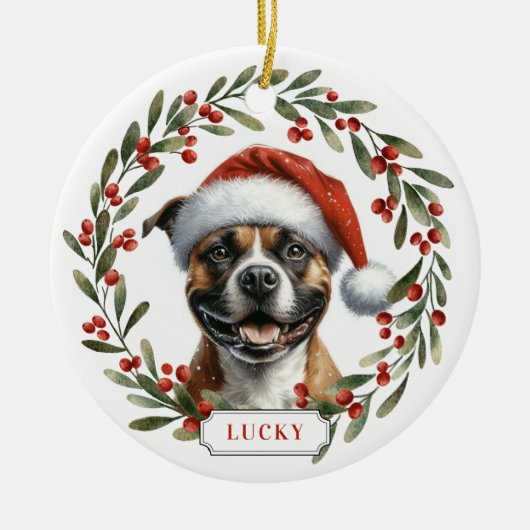Staffordshire Bull Terrier Ceramic Circle Ornament (Voorkant)