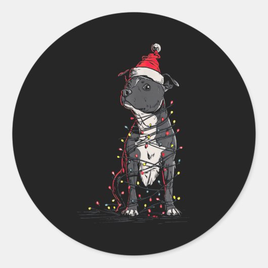 Staffordshire Bull Terrier Christmas Graphics Dog Ronde Sticker (Voorkant)