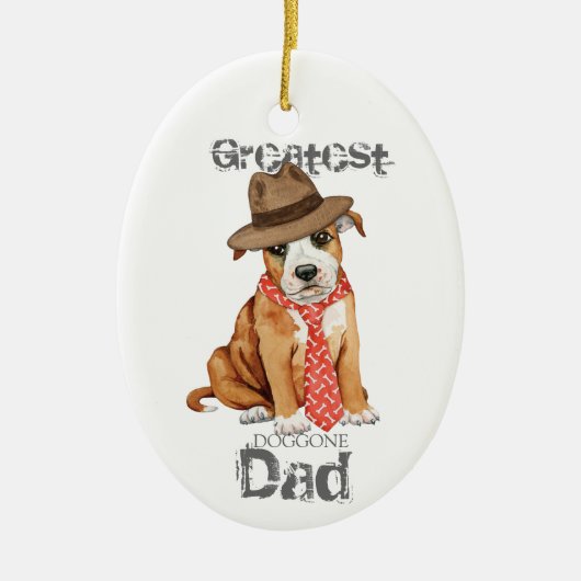 Staffordshire Bull Terrier Dad Ceramic Ornament (Voorkant)