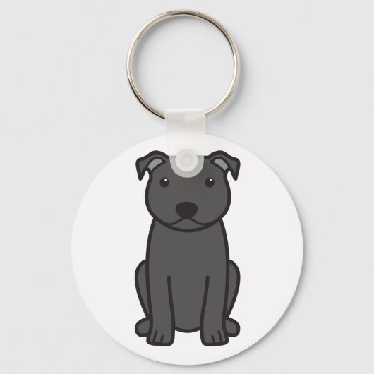 Staffordshire Bull Terrier Dog Cartoon Sleutelhanger (Voorkant)
