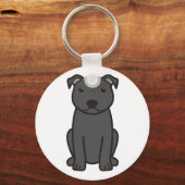 Staffordshire Bull Terrier Dog Cartoon Sleutelhanger (Voorkant)