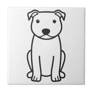 Staffordshire Bull Terrier Dog Cartoon Tegeltje