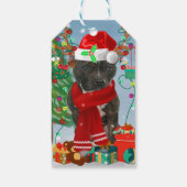 Staffordshire Bull Terrier Dog in Snow met Kerstmi Cadeaulabel (Achterkant)