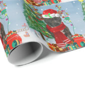 Staffordshire Bull Terrier Dog in Snow met Kerstmi Cadeaupapier (Rol Hoek)