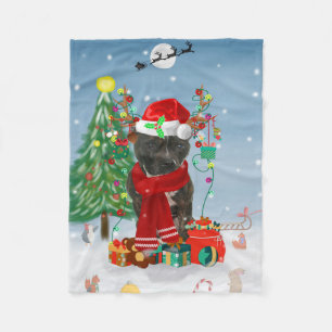 Staffordshire Bull Terrier Dog in Snow met Kerstmi Fleece Deken