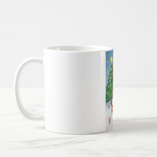 Staffordshire Bull Terrier Dog in Snow met Kerstmi Koffiemok (Links)