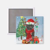 Staffordshire Bull Terrier Dog in Snow met Kerstmi Magneet (Voorkant / Achterkant)