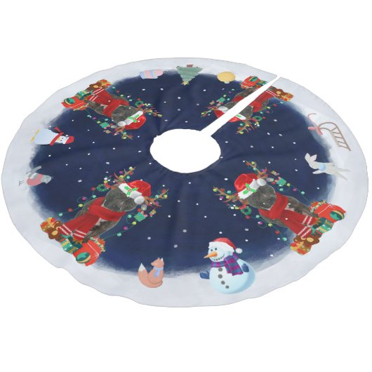Staffordshire Bull Terrier Dog Laat het sneeuwen Kerstboom Rok (Gekanteld)
