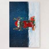 Staffordshire Bull Terrier dog met kerstcadeau Legpuzzel (Verticaal)