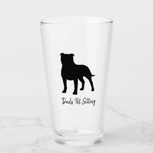 Staffordshire Bull Terrier Dog Silhouette Staffy Glas (Voorkant)