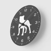 Staffordshire Bull Terrier Dog Silhouette Staffy Ronde Klok (Hoek)