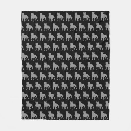 Staffordshire Bull Terrier Dog Silhouettes Pattern Fleece Deken (Voorkant)