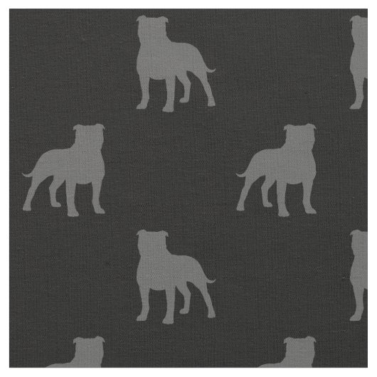 Staffordshire Bull Terrier Dog Silhouettes Pattern Stof (Close Up)